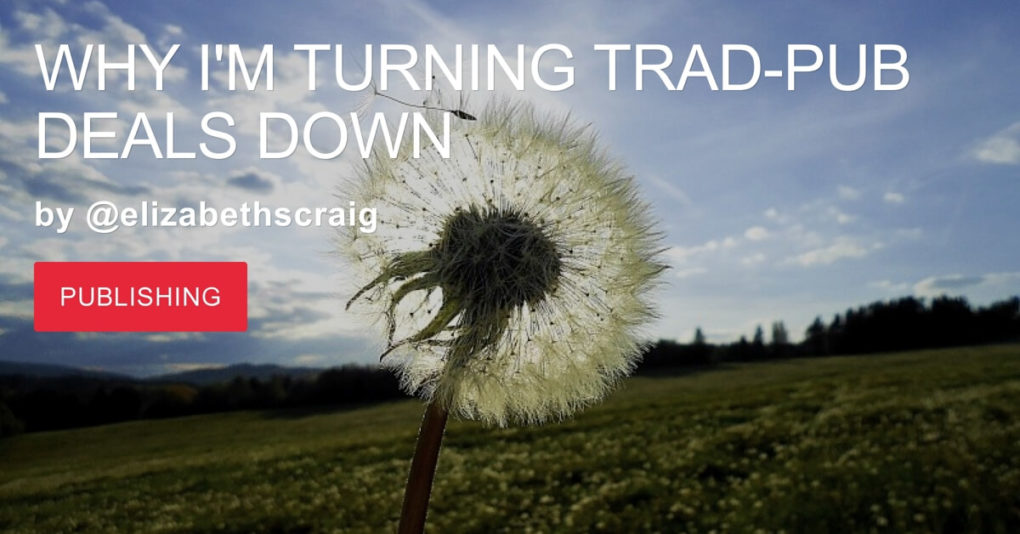 A Dandelion blowing in front of a blue sky demonstrates the freedom of rejecting trad-pub deals. 